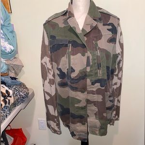 LF Furst of a Kind Women’s Camo Print Mixed Media Sweater Jacket